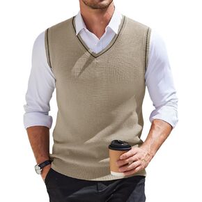 COOFANDY Men's Sweater Vest V Neck Sleeveless Sweater Slim Fit Casual Knitted Pullover Sweater