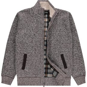 Men's Shawl Collar Cable Knit Cardigan Sweater, Full Zip Sherpa Lined, with Pockets