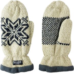 BRUCERIVER Women Snowflake Knit Mittens with Warm Thinsulate Fleece Lining