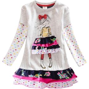 VIKITA Winter Girls Dresses Toddler Girl Clothes Long Sleeve School Outfits for Kids 2-12 Years