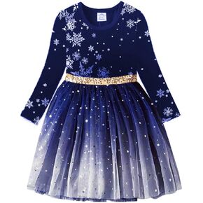 VIKITA Girls Dresses for Winter Long Sleeve Toddler Girls Clothes Party Tulle Dresses for Girls 3-12 Years