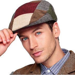 Men Ivy Hat Newsboy Cap - Classic Wool Blend Tweed Flat Cap Cabbie Hat Men in Kuwait