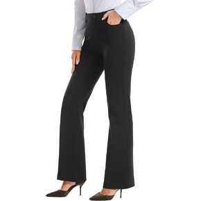 Stelle النساء 28 "/30"/ 32" سروال فستان Bootcut الأعمال السراويل العمل غير الرسمية مع جيوب سحب على بنطلون منتظم للمكتب