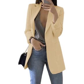 Cnkwei Womens Casual Blazers Open Front Long Sleeve Lapel Collar Work Office Jacket
