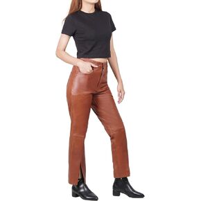 Decrum Real Leather Pants for Women - Comfortable Trendy Womens Lambskin Bottoms