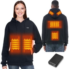 Heated Hoodie,10000 mAh Battery Pack (Unisex),Heated Sweatshirt Pullover Hoodie for Men and Women with 6 Heating Zones