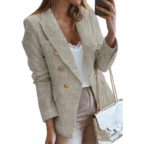 Happy Sailed Womens Tweed Blazers Casual Long Sleeve Double Breasted Open Front Blazer Jackets Work Suits in Saudi Arabia