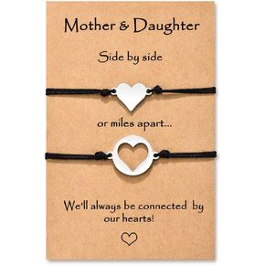 MANVEN Christmas Gifts for Mom Stocking Stuffers Mother Daugther Bracelets Daughter Gifts from Mom Birthday Gifts for Mom Matching Heart Wish Bracelet