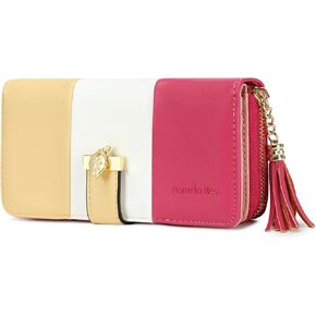 Women's Wallets RFID Blocking Card Case Clutch Wallet for Women with Multiple Card Holder and Cellphone Compartment, Sakura Pink