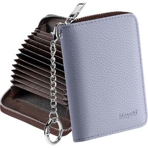 Mayski Credit Card Holder, Zipper Credit Card Wallet for Women, Small Accordion Card Cases Holder, KeyChain Wallet, Black
