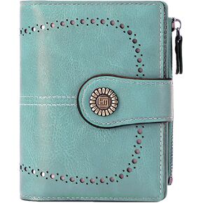 Wallet Women Leather Bifold Small Wallet Purse for Women Credit Card Holder with Zipper Pocket Wine Red