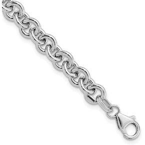Avariah Gold 14k White Polished Fancy 6.5mm Rolo Link Bracelet - 7.75" - Made In Italy