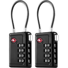 Coolife TSA Approved Luggage Lock, 4 Digit Combination Padlock with Zinc Alloy Body, Open Alert, TSA 008 Ultra Security, Easy Read Dials, Cable Lock for Suitcase, Backpack, Travel Bag, Locker