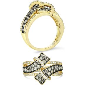 Vanilla Diamond Chocolate Diamond Statement Ring for Women I 14k Yellow Gold Ring for Her (G-H/Brown, VS2-SI1, 1.19 cttw) Anniversary Wedding Promise Ring Size 4.25to 11.25 by LeVian
