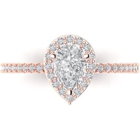 Clara Pucci 1.22ct Pear Cut Solitaire Stunning Lab Created White Sapphire Designer Anniversary Bridal Engagement Ring 14k Rose Gold