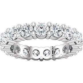 5 قيراط (ctw) ذهب أبيض عيار 14 قيراط مستدير من الألماس LAB GROWN للسيدات Eternity Wedding Anniversary القابلة للتكديس مجموعة فائقة الجودة (E-F Color VS2-SI1 Clarity)
