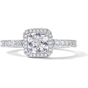 PAVOI 14K Gold Plated Halo Ring | Heart Ring for Women | Square Round Promise Rings for Her