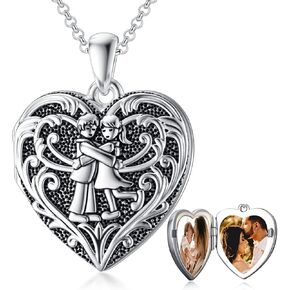 SOULMEET Personalized Silver Locket Necklace That Holds Pictures Photo Keep Someone Near to You Custom Lockets Necklaces Letters Engraving for His Her