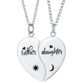 Yonhon Father Daughter Necklace for 2, Father Daughter Matching Bracelet Set for 2