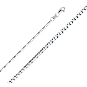 14K Yellow OR White Solid Gold 1.2mm Box Chain Necklace with Lobster Clasp