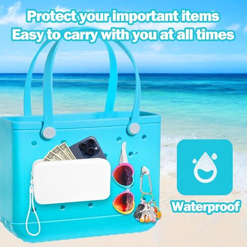 Mity rain Silicone Wallet for Bogg Bag Phone Holder, Accessories Set for Bogg Bag Contain 2PCS Key Holder and a Large Capacity Silicone Zipper Bag for Beach Bags Tote Bag (Dark Purple) in Kuwait