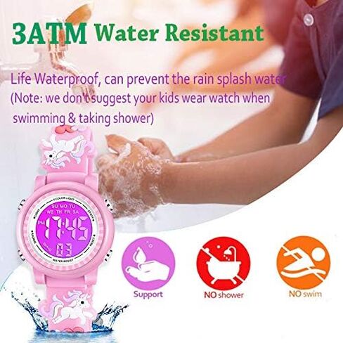 Venhoo Kids Watches 3D Cartoon Waterproof 7 Color Lights Toddler Wrist Digital Watch with Alarm Stopwatch for 3-10 Year Girls Little Child in Saudi Arabia