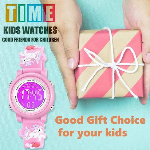 Venhoo Kids Watches 3D Cartoon Waterproof 7 Color Lights Toddler Wrist Digital Watch with Alarm Stopwatch for 3-10 Year Girls Little Child in Saudi Arabia