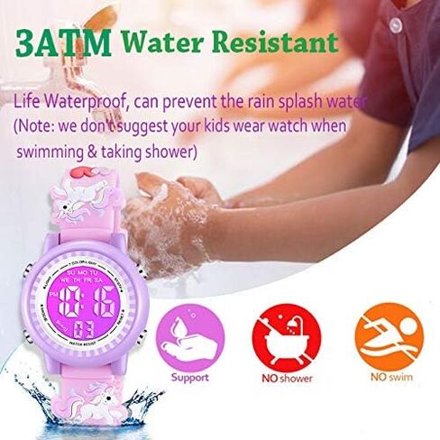 ساعات Venhoo للأطفال ثلاثية الأبعاد كرتونية مقاومة للماء 7 ألوان أضواء ساعة رقمية معصم للأطفال الصغار مع ساعة توقيت منبه للفتيات الصغيرات من عمر 3 إلى 10 سنوات in Kuwait