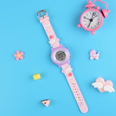 ساعات Venhoo للأطفال ثلاثية الأبعاد كرتونية مقاومة للماء 7 ألوان أضواء ساعة رقمية معصم للأطفال الصغار مع ساعة توقيت منبه للفتيات الصغيرات من عمر 3 إلى 10 سنوات in Kuwait