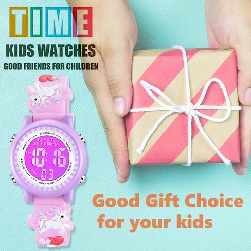 ساعات Venhoo للأطفال ثلاثية الأبعاد كرتونية مقاومة للماء 7 ألوان أضواء ساعة رقمية معصم للأطفال الصغار مع ساعة توقيت منبه للفتيات الصغيرات من عمر 3 إلى 10 سنوات in Kuwait