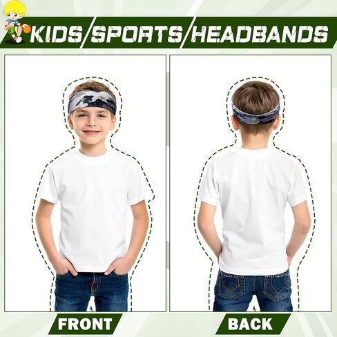 10 Pieces Boys Athletic Sweatbands - 16 inch Elastic Wicking Headbands, Hair Bands & Soft Head Wraps for Sports and Activities (Camouflage Style) in Saudi Arabia