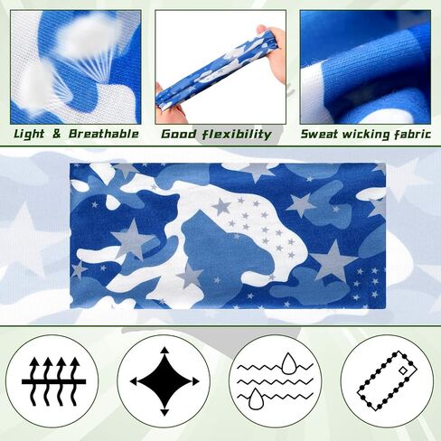 10 Pieces Boys Athletic Sweatbands - 16 inch Elastic Wicking Headbands, Hair Bands & Soft Head Wraps for Sports and Activities (Camouflage Style) in Saudi Arabia