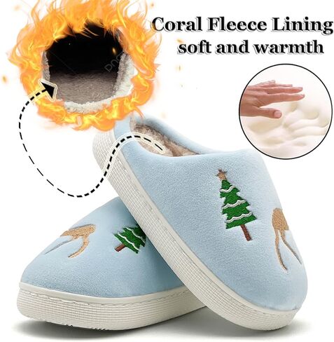 Kids Christmas Slippers,Santa Hat Smile Face Slippers,Soft Warm Cotton Bedroom Reindeer Slippers House Girls Boys Memory Foam Slippers Cozy Fluffy Fall Winter Home Slippers in Saudi Arabia