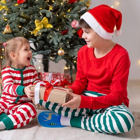 Kids Christmas Slippers,Santa Hat Smile Face Slippers,Soft Warm Cotton Bedroom Reindeer Slippers House Girls Boys Memory Foam Slippers Cozy Fluffy Fall Winter Home Slippers in Saudi Arabia