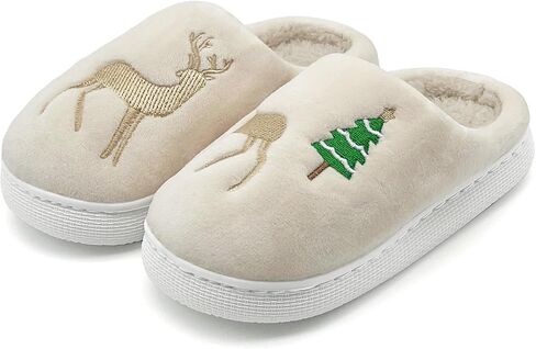 Kids Christmas Slippers,Santa Hat Smile Face Slippers,Soft Warm Cotton Bedroom Reindeer Slippers House Girls Boys Memory Foam Slippers Cozy Fluffy Fall Winter Home Slippers in Saudi Arabia