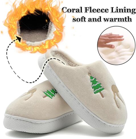 Kids Christmas Slippers,Santa Hat Smile Face Slippers,Soft Warm Cotton Bedroom Reindeer Slippers House Girls Boys Memory Foam Slippers Cozy Fluffy Fall Winter Home Slippers in Saudi Arabia
