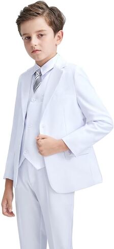 سترة بدلة للأولاد معاطف رياضية رسمية مع ربطة عنق وسترات سهرة بلون سادة لحفلة العشاء للأولاد in Kuwait