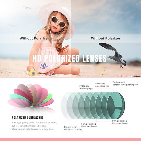 Cute Kids Polarized Sunglasses,Baby Sun Glasses with Strap for Toddler Girls Boys Flexible Round UV400 Protection in Kuwait
