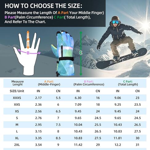 Snow Gloves,Touchscreen Ski Mittens, 3M Thinsulate Warm Cold Weather Ski Gloves for Parent Boys Girls in Saudi Arabia