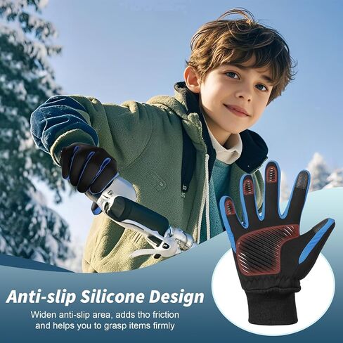 Sukeen Kids Winter Gloves, Touchscreen Anti-Slip Kids Cycling Gloves, Warm Windproof Kids Gloves Cold Weather, Lightweight Sports Gloves Boys Girls Running Cycling Biking in Saudi Arabia