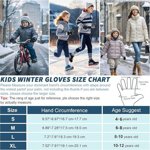 Sukeen Kids Winter Gloves, Touchscreen Anti-Slip Kids Cycling Gloves, Warm Windproof Kids Gloves Cold Weather, Lightweight Sports Gloves Boys Girls Running Cycling Biking in Saudi Arabia