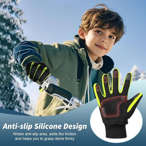 Sukeen Kids Winter Gloves, Touchscreen Anti-Slip Kids Cycling Gloves, Warm Windproof Kids Gloves Cold Weather, Lightweight Sports Gloves Boys Girls Running Cycling Biking in Saudi Arabia