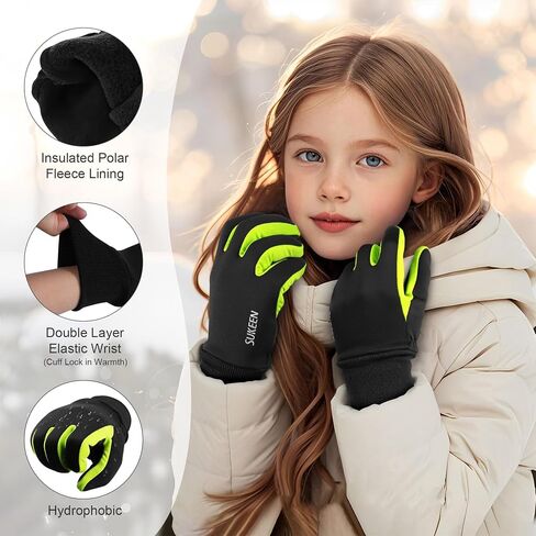 Sukeen Kids Winter Gloves, Touchscreen Anti-Slip Kids Cycling Gloves, Warm Windproof Kids Gloves Cold Weather, Lightweight Sports Gloves Boys Girls Running Cycling Biking in Saudi Arabia