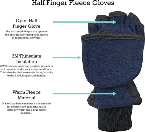 N'Ice Caps Kids Fingerless Glove Mitten Converter Winter Warm Thinsulate Lined in Saudi Arabia