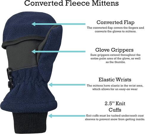 N'Ice Caps Kids Fingerless Glove Mitten Converter Winter Warm Thinsulate Lined in Saudi Arabia