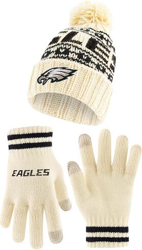 Ultra Game Youth NFL Official Super Soft Cable Knit Winter Beanie Knit Hat with Extra Warm Touch Screen Gloves in Saudi Arabia