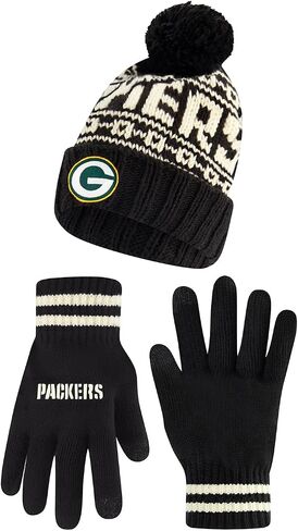 Ultra Game Youth NFL Official Super Soft Cable Knit Winter Beanie Knit Hat with Extra Warm Touch Screen Gloves in Saudi Arabia