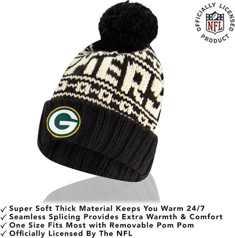 Ultra Game Youth NFL Official Super Soft Cable Knit Winter Beanie Knit Hat with Extra Warm Touch Screen Gloves in Saudi Arabia
