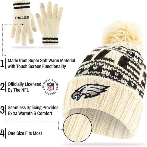 Ultra Game Youth NFL Official Super Soft Cable Knit Winter Beanie Knit Hat with Extra Warm Touch Screen Gloves in Saudi Arabia