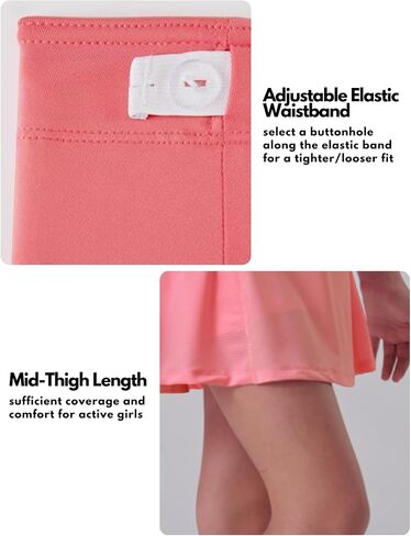 3-Pack Girls’ Athletic Skorts with Built-in Shorts & Adjustable Waist, Youth Skirts Tennis, Golf, Cheer, School in Kuwait